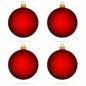 Set of 4 Translucent Red Glass Ball Christmas Ornaments 4 Inches (022)
