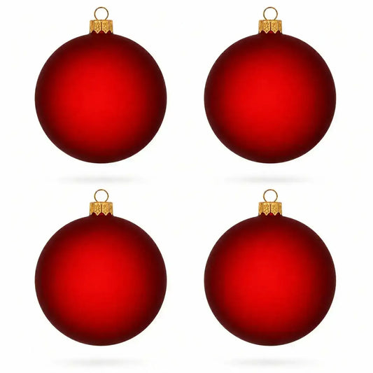 Set of 4 Translucent Red Glass Ball Christmas Ornaments 4 Inches (022) BestPysanky Default Title Default Title-