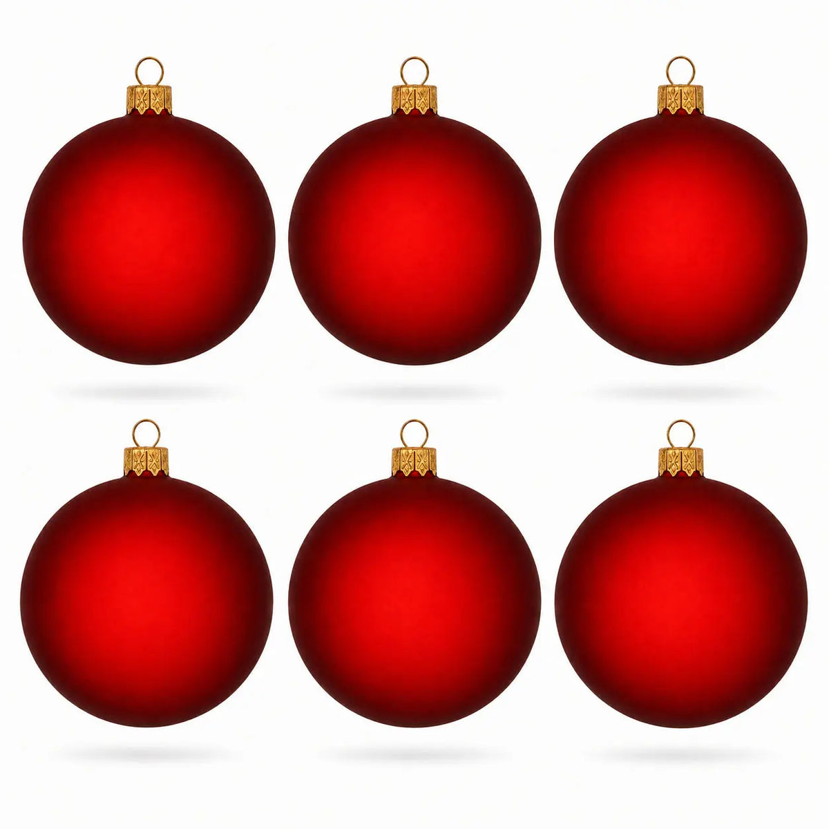 Set of 6 Translucent Red Glass Ball Christmas Ornaments 3.25 Inches (053)