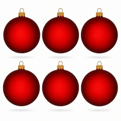 Set of 6 Translucent Red Glass Ball Christmas Ornaments 3.25 Inches (053)