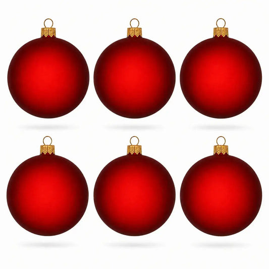Set of 6 Translucent Red Glass Ball Christmas Ornaments 3.25 Inches (053) BestPysanky Default Title Default Title-