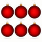 Set of 6 Translucent Red Glass Ball Christmas Ornaments 3.25 Inches (053)