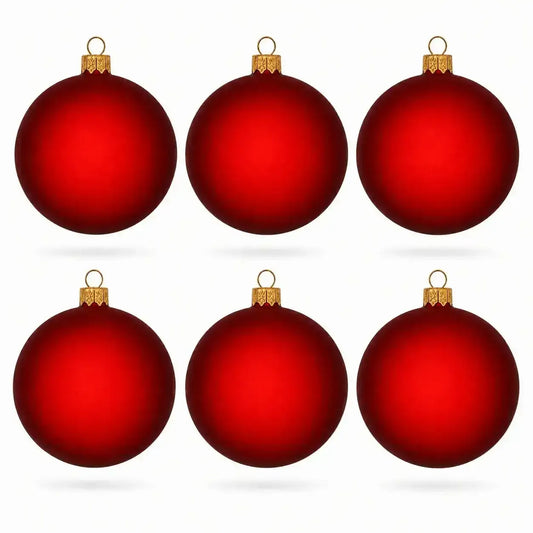 Set of 6 Translucent Red Glass Ball Christmas Ornaments 3.25 Inches (053) BestPysanky Default Title Default Title-