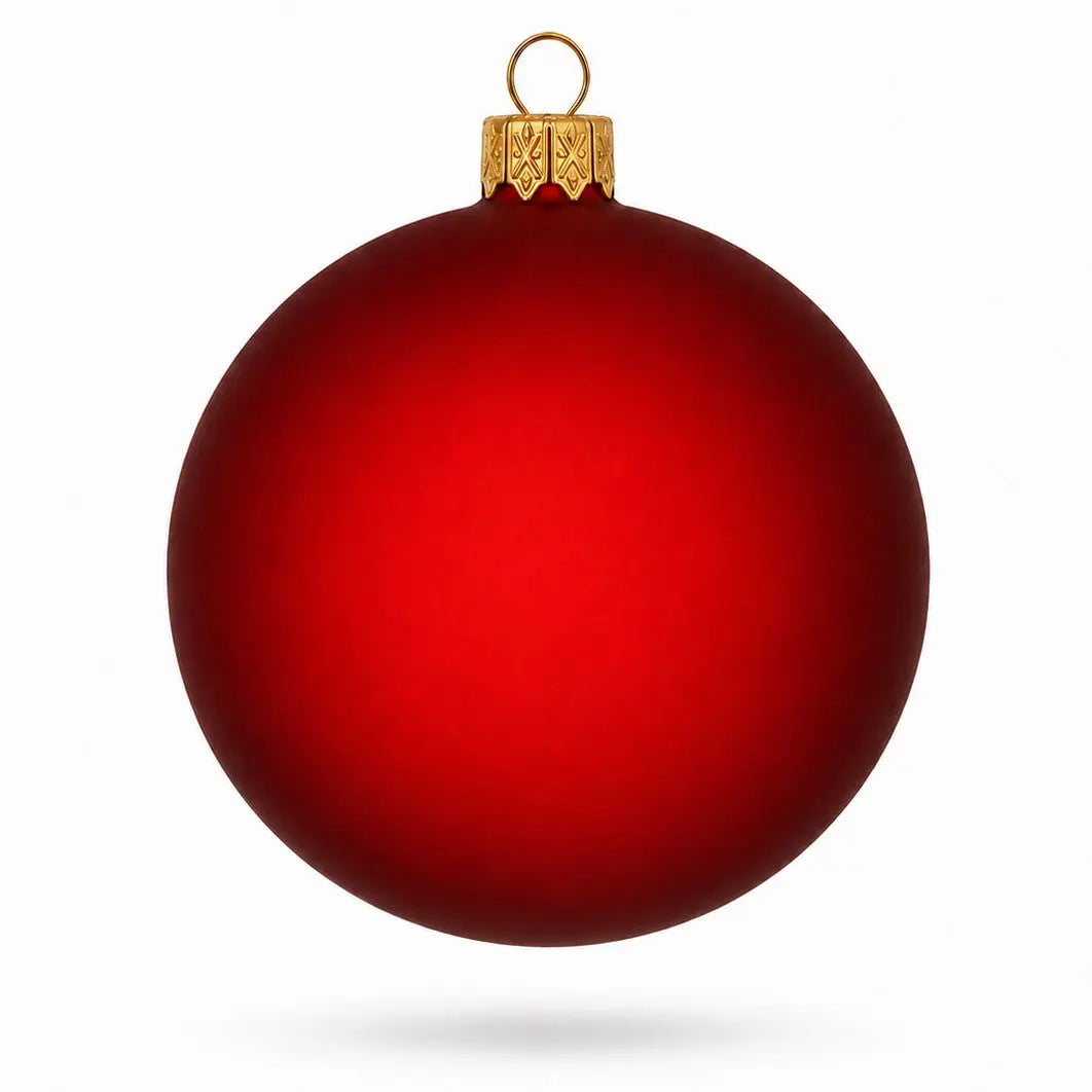 Set of 6 Translucent Red Glass Ball Christmas Ornaments 3.25 Inches (053)