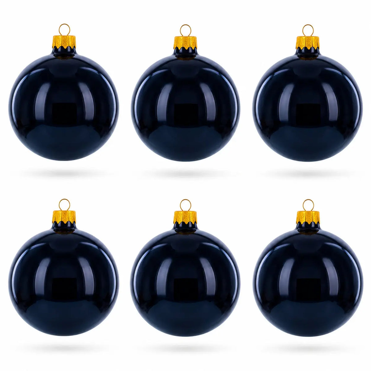 Black Glossy Glass Ball Christmas Ornament 3.25 Inches (036)