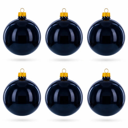 Black Glossy Glass Ball Christmas Ornament 3.25 Inches (036)