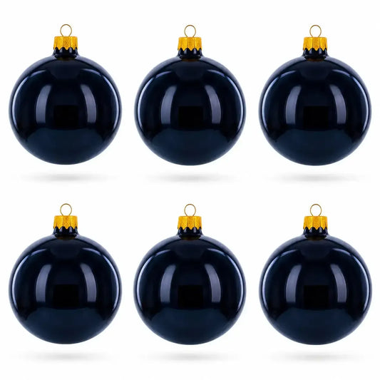 Black Glossy Glass Ball Christmas Ornament 3.25 Inches (036) BestPysanky Default Title Default Title-