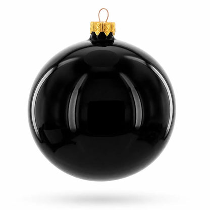 Black Glossy Glass Ball Christmas Ornament 3.25 Inches (036)