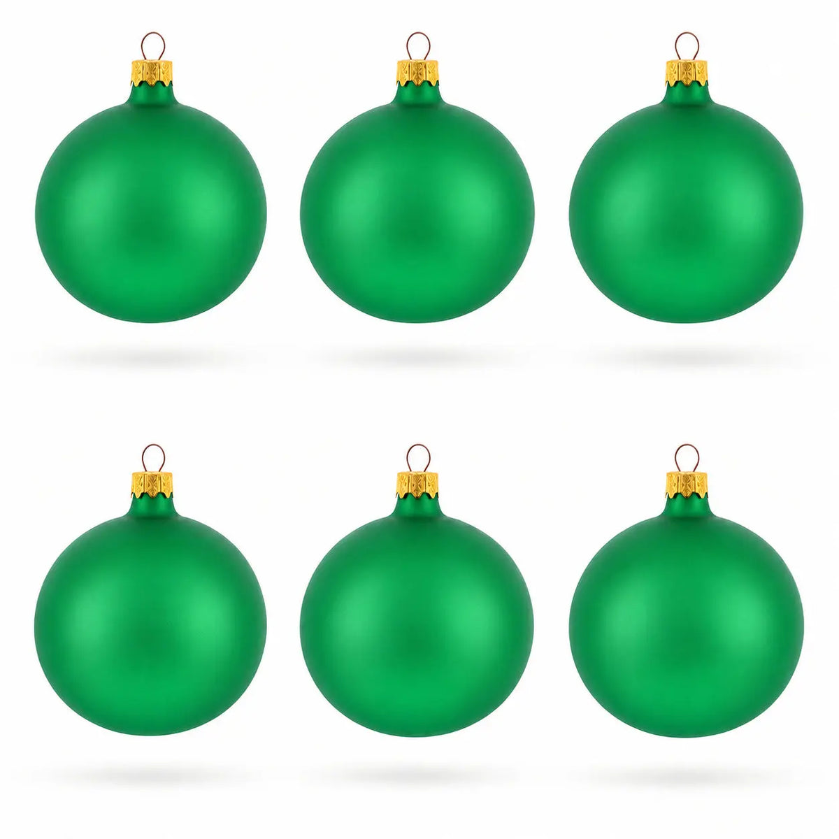 Set of 6 Matte Green Glass Ball Christmas Ornaments 3.25 Inches (040)