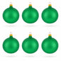 Set of 6 Matte Green Glass Ball Christmas Ornaments 3.25 Inches (040)