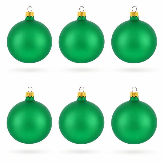 Set of 6 Matte Green Glass Ball Christmas Ornaments 3.25 Inches (040) BestPysanky Default Title Default Title-