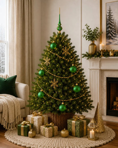 Set of 6 Matte Green Glass Ball Christmas Ornaments 3.25 Inches (040)