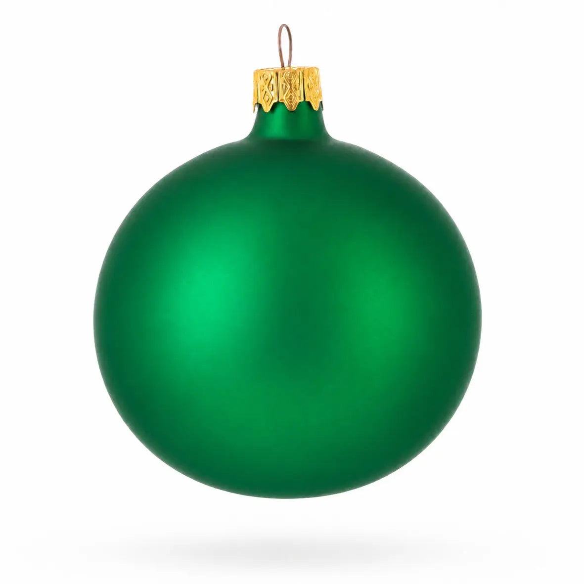 Set of 6 Matte Green Glass Ball Christmas Ornaments 3.25 Inches (040)