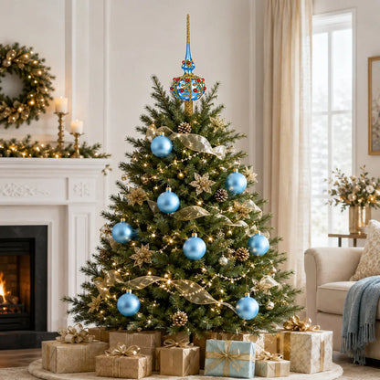 Set of 6 Matte Light Blue Glass Ball Christmas Ornaments 3.25 Inches (042)