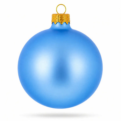 Set of 6 Matte Light Blue Glass Ball Christmas Ornaments 3.25 Inches (042)