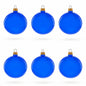 Set of 6 Translucent Glossy Blue Glass Ball Christmas Ornaments (047)