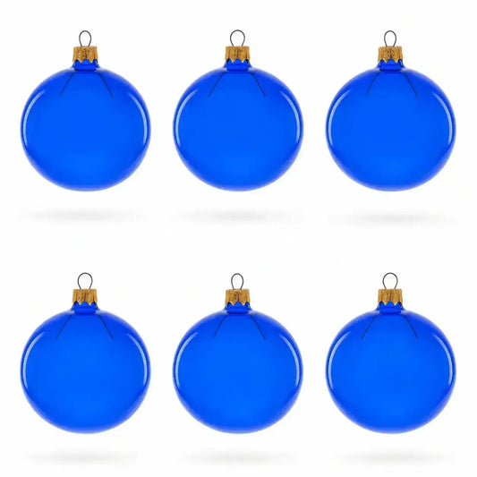 Set of 6 Translucent Glossy Blue Glass Ball Christmas Ornaments (047) BestPysanky Default Title Default Title-
