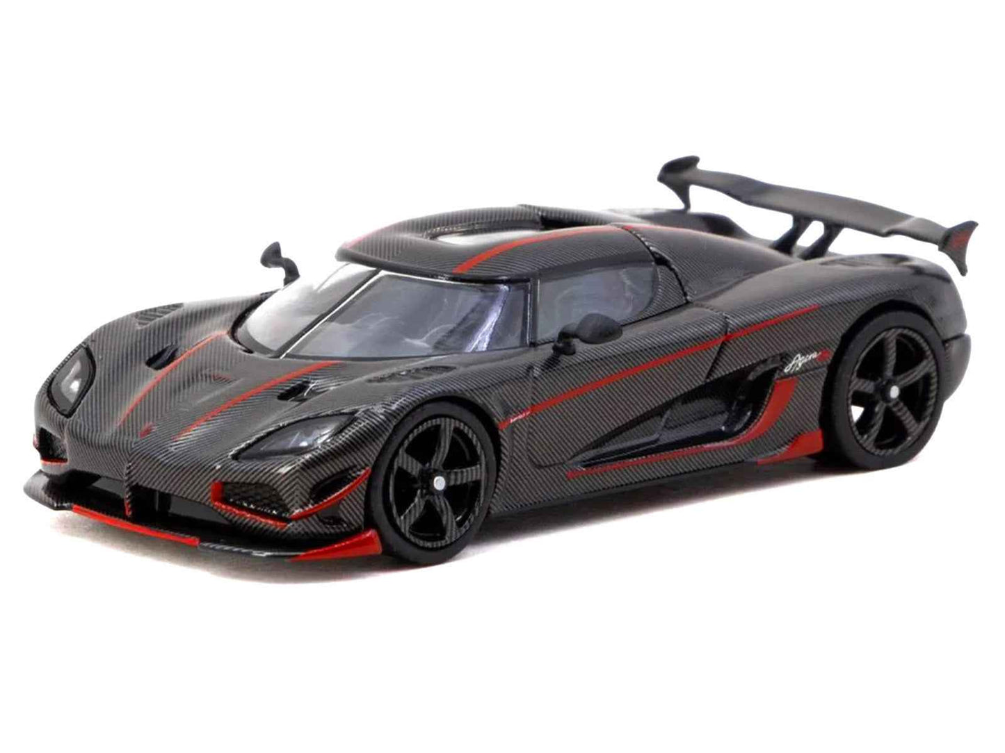 Koenigsegg Agera RS Black Carbon with Red Accents "Global64" Series 1/64 Diecast Model Car by Tarmac Works Cartsfy Inc.