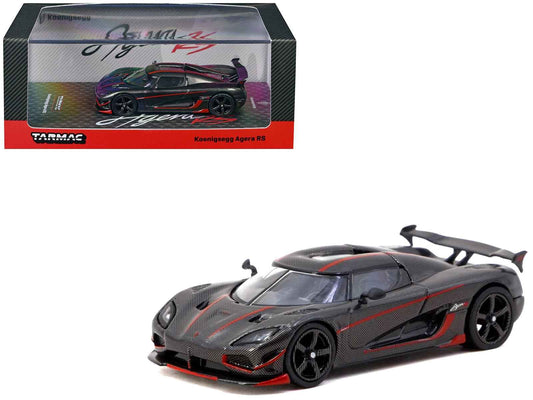 Koenigsegg Agera RS Black Carbon with Red Accents "Global64" Series 1/64 Diecast Model Car by Tarmac Works Cartsfy Inc.