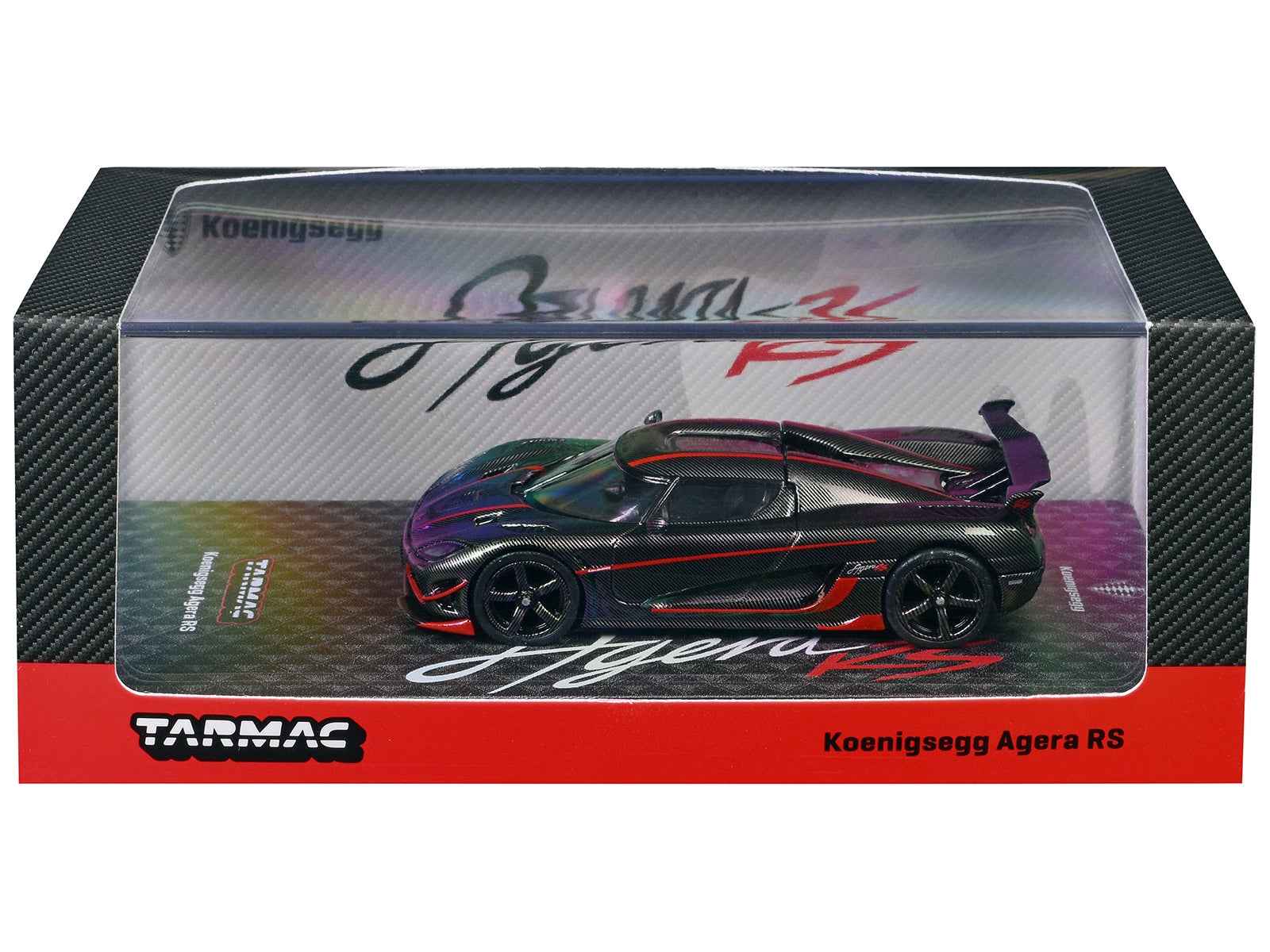 Koenigsegg Agera RS Black Carbon with Red Accents "Global64" Series 1/64 Diecast Model Car by Tarmac Works Cartsfy Inc.