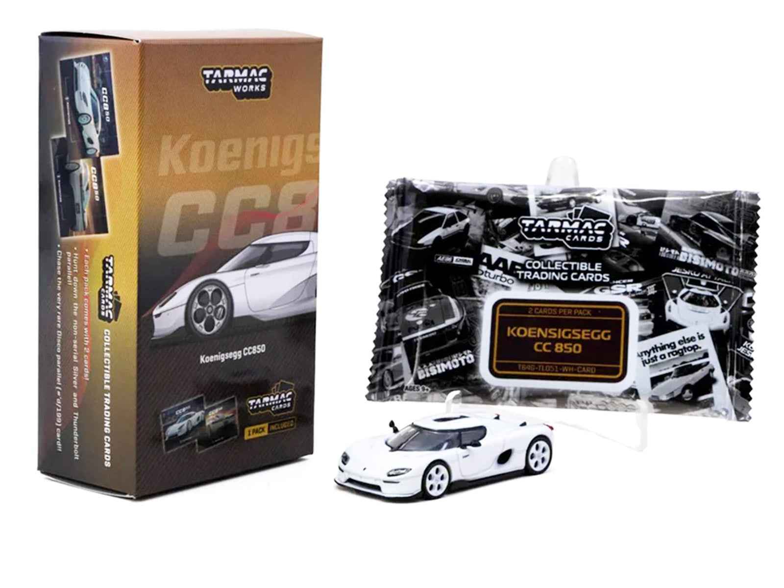 Koenigsegg CC850 White with Tarmac Cards "Global64" Series 1/64 Diecast Model by Tarmac Works Miniature Motors Default Title Default Title-