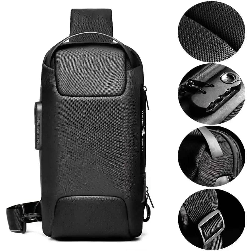 KPYWZER Anti-theft Sling Backpack with USB Charging Port DailySale Black Blue Black-Blue-