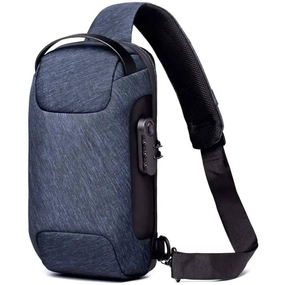 KPYWZER Anti-theft Sling Backpack with USB Charging Port DailySale Black Blue Black-Blue-