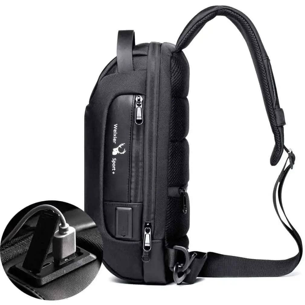 KPYWZER Anti-theft Sling Backpack with USB Charging Port DailySale Black Blue Black-Blue-
