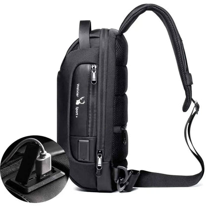 KPYWZER Anti-theft Sling Backpack with USB Charging Port DailySale Black Blue Black-Blue-