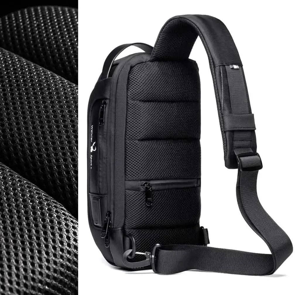 KPYWZER Anti-theft Sling Backpack with USB Charging Port DailySale Black Blue Black-Blue-