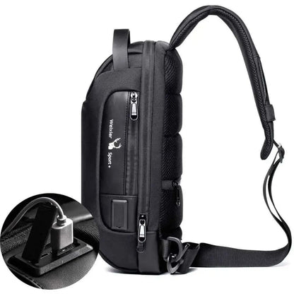 KPYWZER Anti-theft Sling Backpack with USB Charging Port DailySale Black Blue Black-Blue-