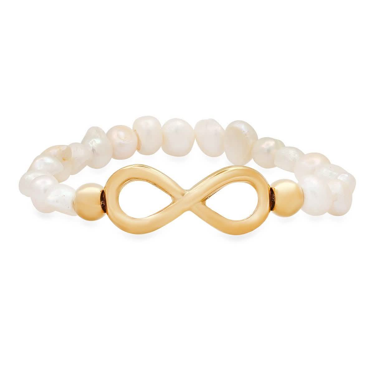 Ladies Freshwater Pearls and Infinity Charm Bracelet - Cartsfy Inc.
