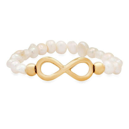 Ladies Freshwater Pearls and Infinity Charm Bracelet - Cartsfy Inc.