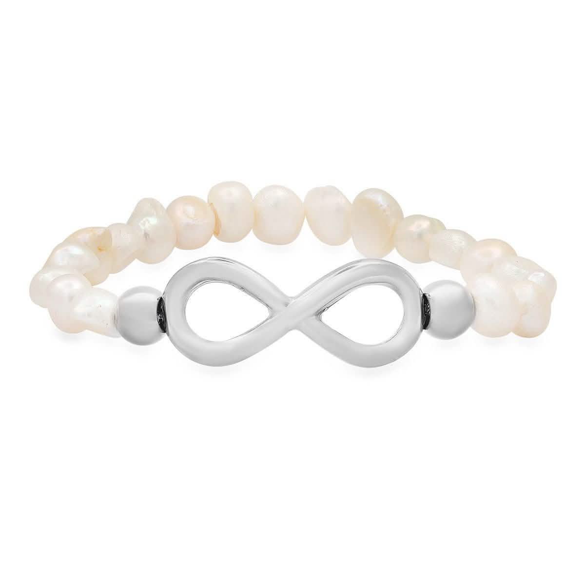 Ladies Freshwater Pearls and Infinity Charm Bracelet - Cartsfy Inc.