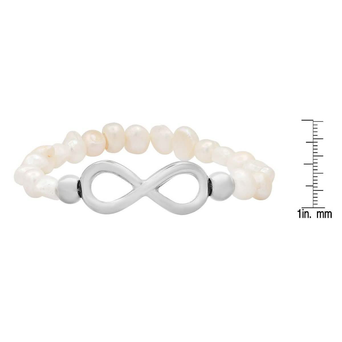 Ladies Freshwater Pearls and Infinity Charm Bracelet - Cartsfy Inc.