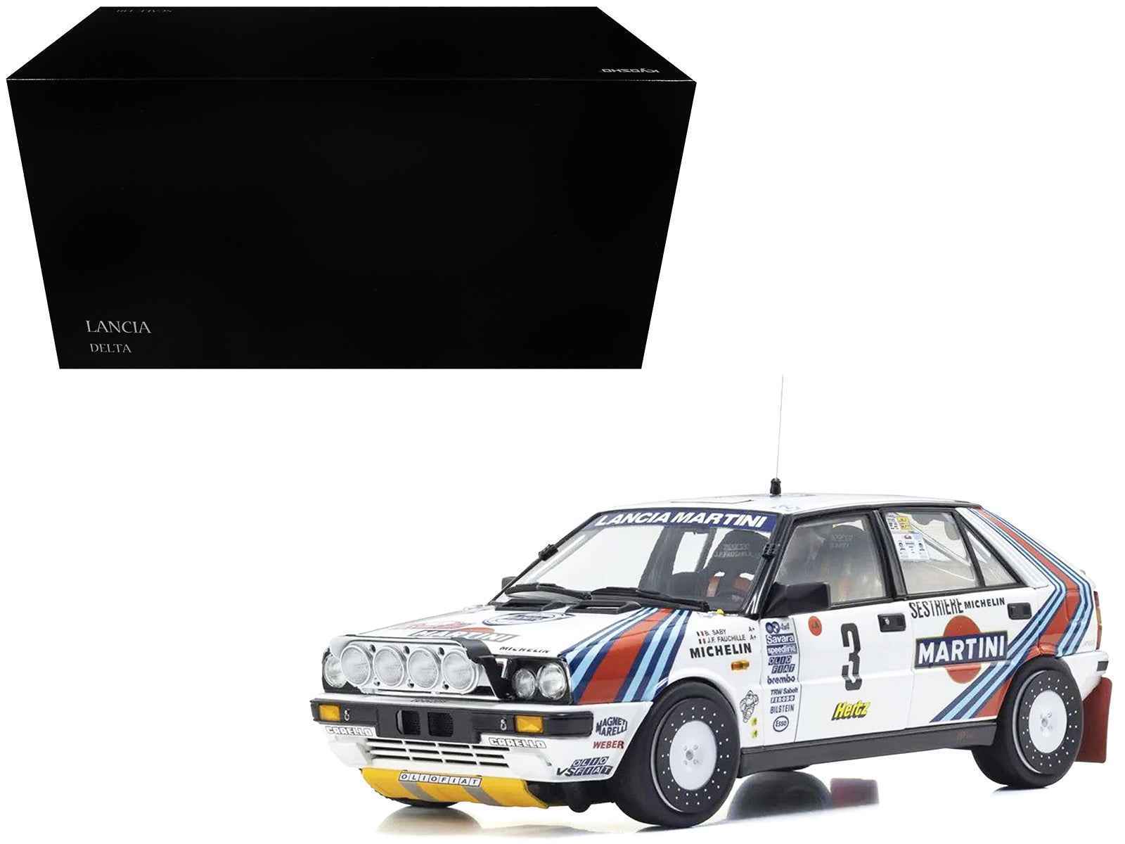 Lancia Delta HF 4WD #3 Bruno Saby - Jean-Francois Fauchille "Martini Racing" Winner "Rally Monte Carlo" (1988) 1/18 Diecast Model Car by Kyosho Miniature Motors Default Title Default Title-