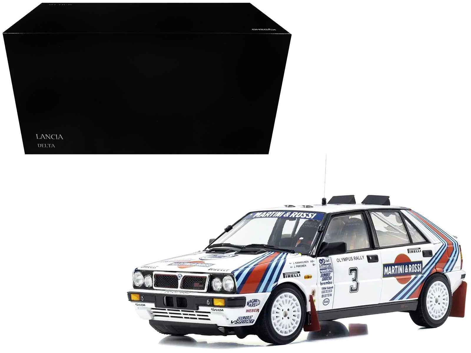 Lancia Delta HF 4WD #3 Juha Kankkunen - Juha Piironen "Martini Racing" Winner "Olympus Rally" (1987) 1/18 Diecast Model Car by Kyosho Cartsfy Inc.