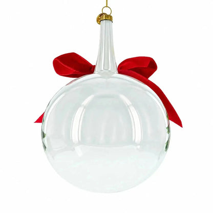 Large Santa, Tree, and Red Bow Glass Ball Christmas Ornament 7 Inches Cartsfy Inc.