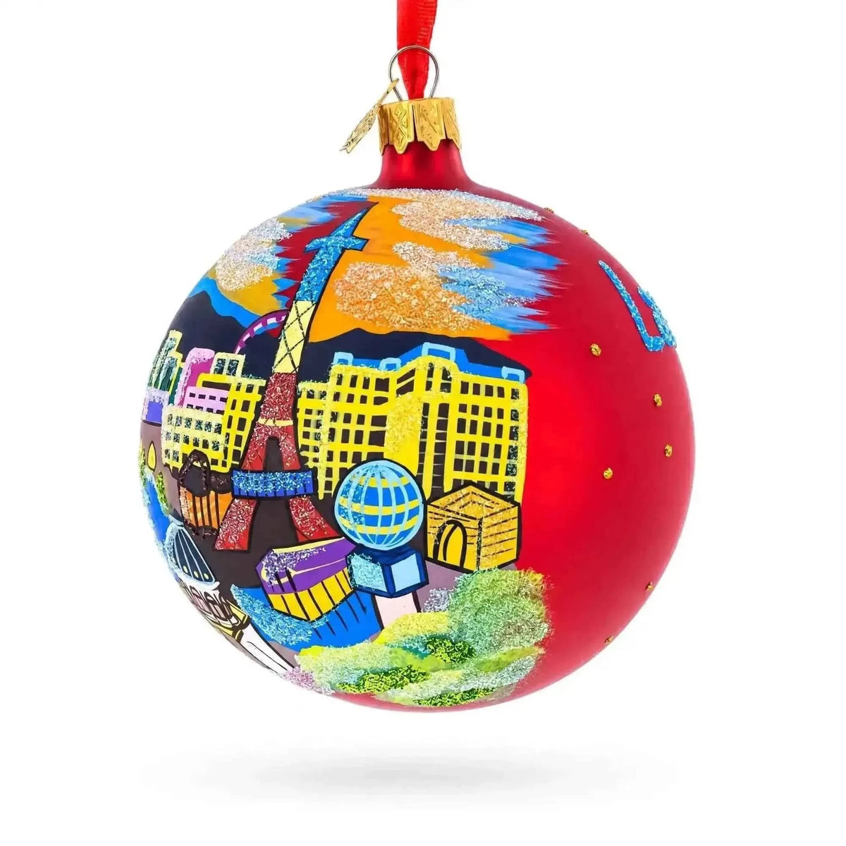 Las Vegas Skyline, Nevada Glass Ball Christmas Ornament 4 Inches