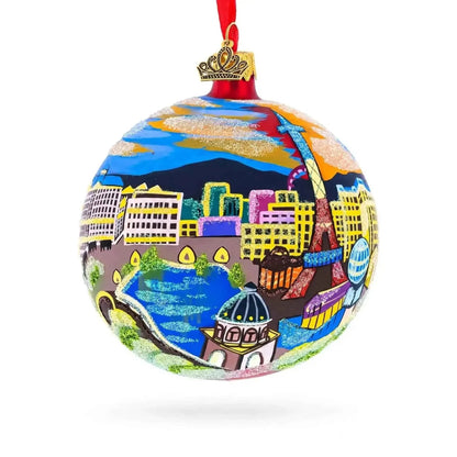 Las Vegas Skyline, Nevada Glass Ball Christmas Ornament 4 Inches