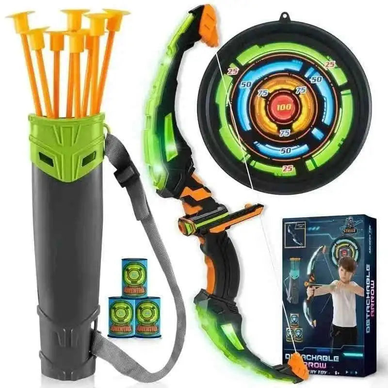 LED Bow & Arrow Toy Set for Kids Light-Up Archery Play Kit with Suction Cup Arrows (Blue/Green) Cartsfy Inc.