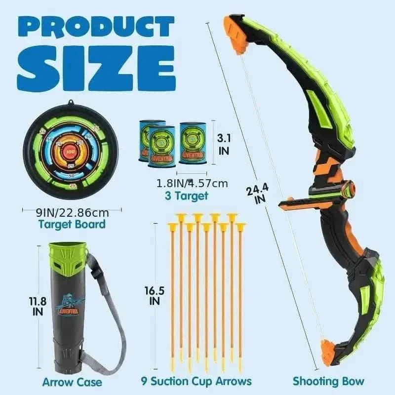 LED Bow & Arrow Toy Set for Kids Light-Up Archery Play Kit with Suction Cup Arrows (Blue/Green) Cartsfy Inc.