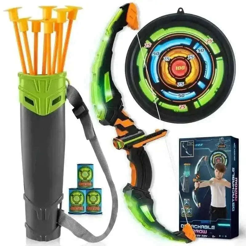 LED Bow & Arrow Toy Set for Kids Light-Up Archery Play Kit with Suction Cup Arrows (Blue/Green) Cartsfy Inc.