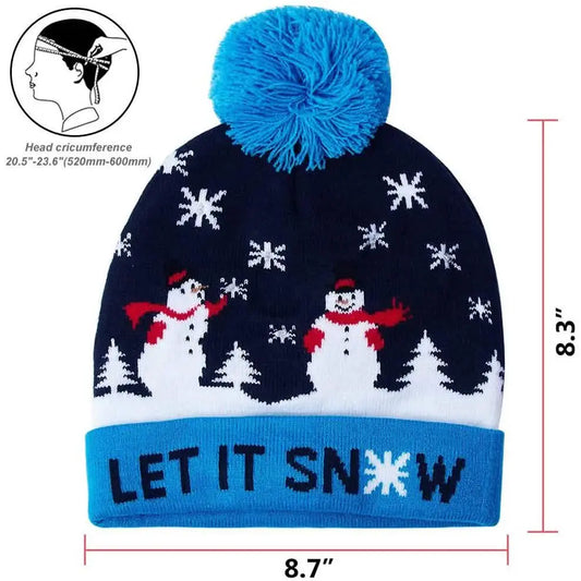 LED Christmas Knitted Hat DailySale Let it Snow Oh Deer Let it Snow-Oh Deer-