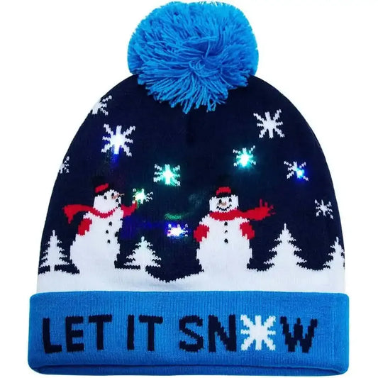 LED Christmas Knitted Hat DailySale Let it Snow Oh Deer Let it Snow-Oh Deer-