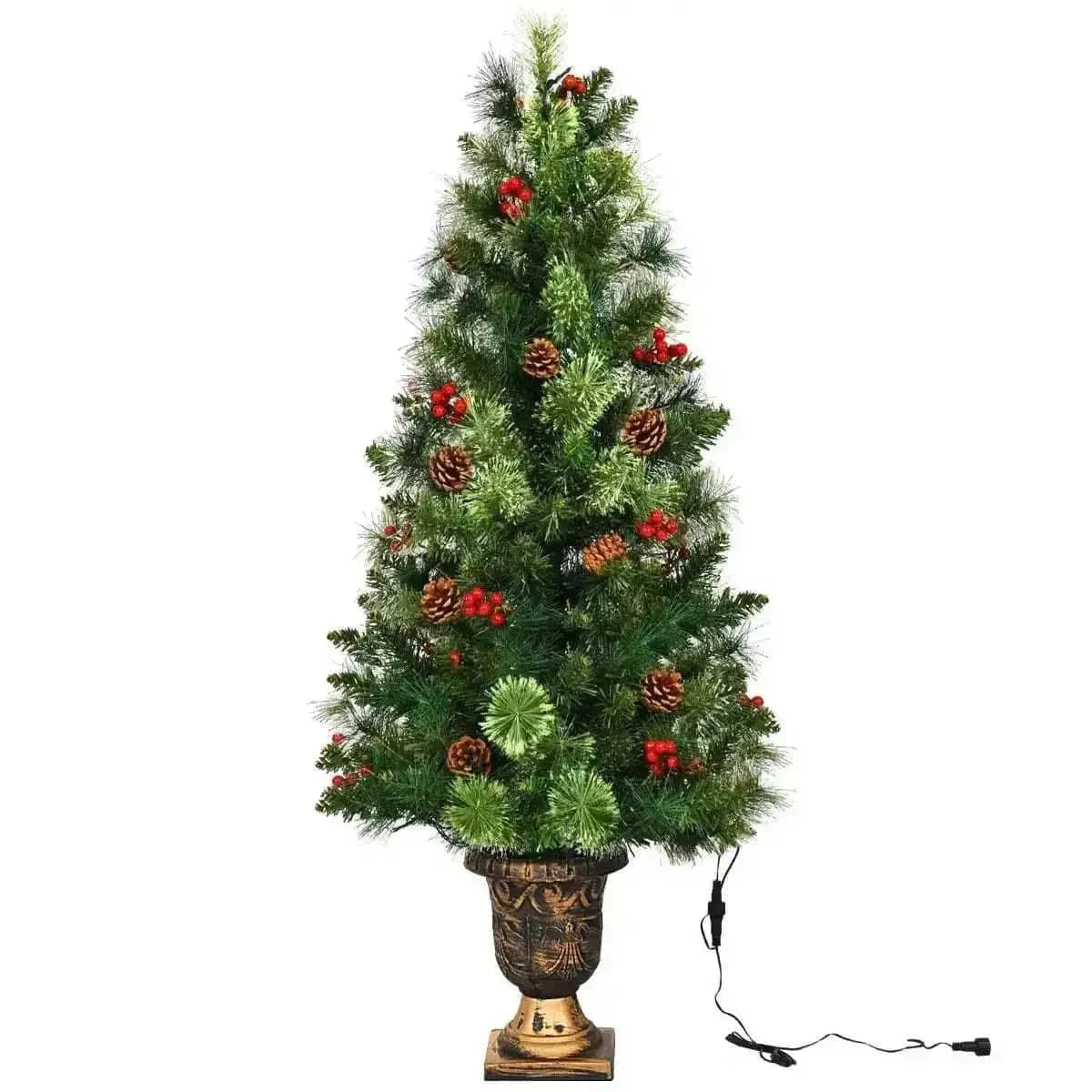 LED Christmas Tree with Red Berries Pine Cones Cartsfy Inc.