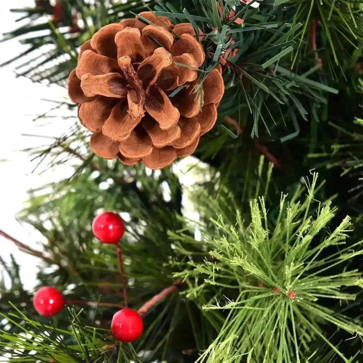 LED Christmas Tree with Red Berries Pine Cones Cartsfy Inc.