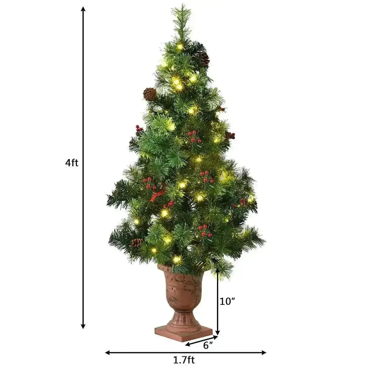LED Christmas Tree with Red Berries Pine Cones Cartsfy Inc.