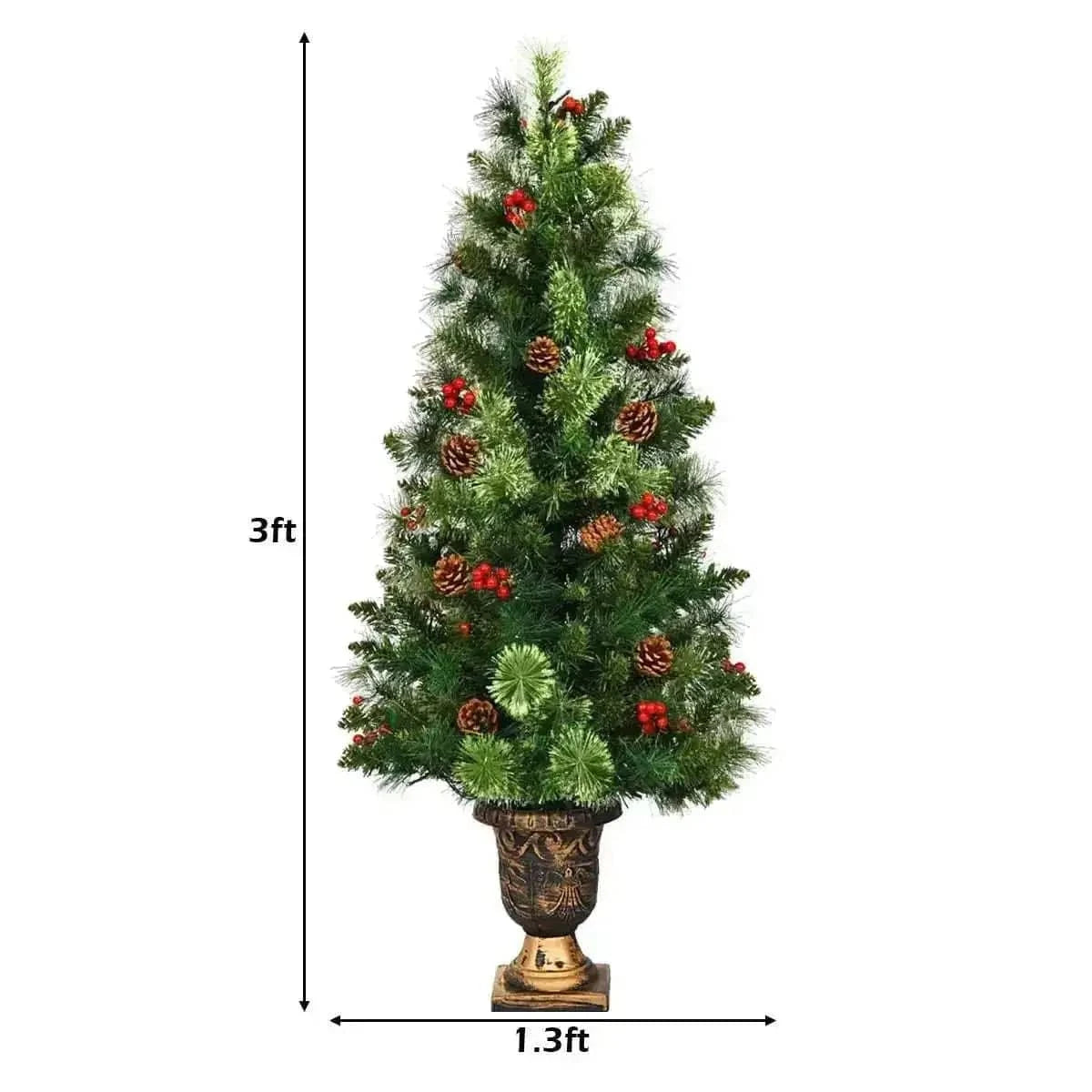 LED Christmas Tree with Red Berries Pine Cones Cartsfy Inc.