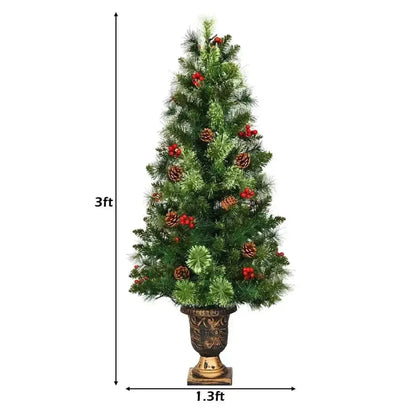 LED Christmas Tree with Red Berries Pine Cones Cartsfy Inc.